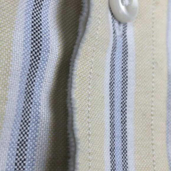 LL Bean Button Up Shirt Yellow Blue Gray Striped Size 16 Reg 0AUR8 Short Sleeve - Picture 6 of 9